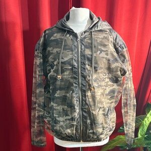 Ashley Stewart Camouflage & Lace Zippered Jacket